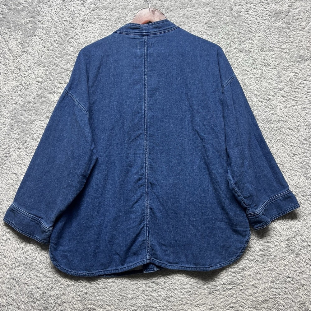 J Crew Drapey Indigo Jacket Womens XL Blue Pockets Cotton Casual - Picture 7 of 14